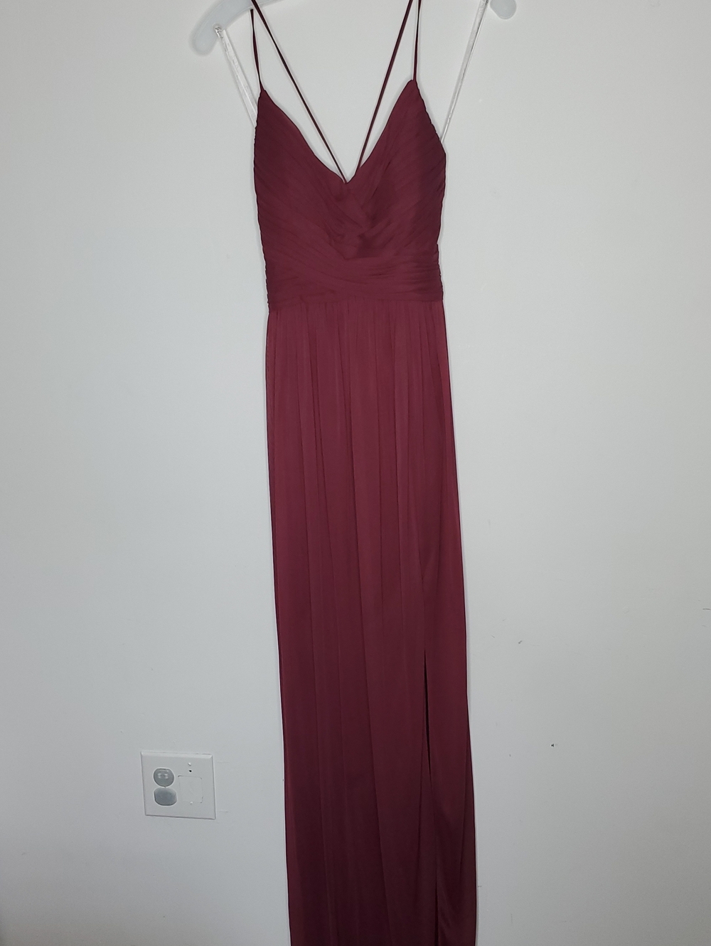 Davids Bridal Classic Spaghetti-Strap Wine Maxi Dress Size 4